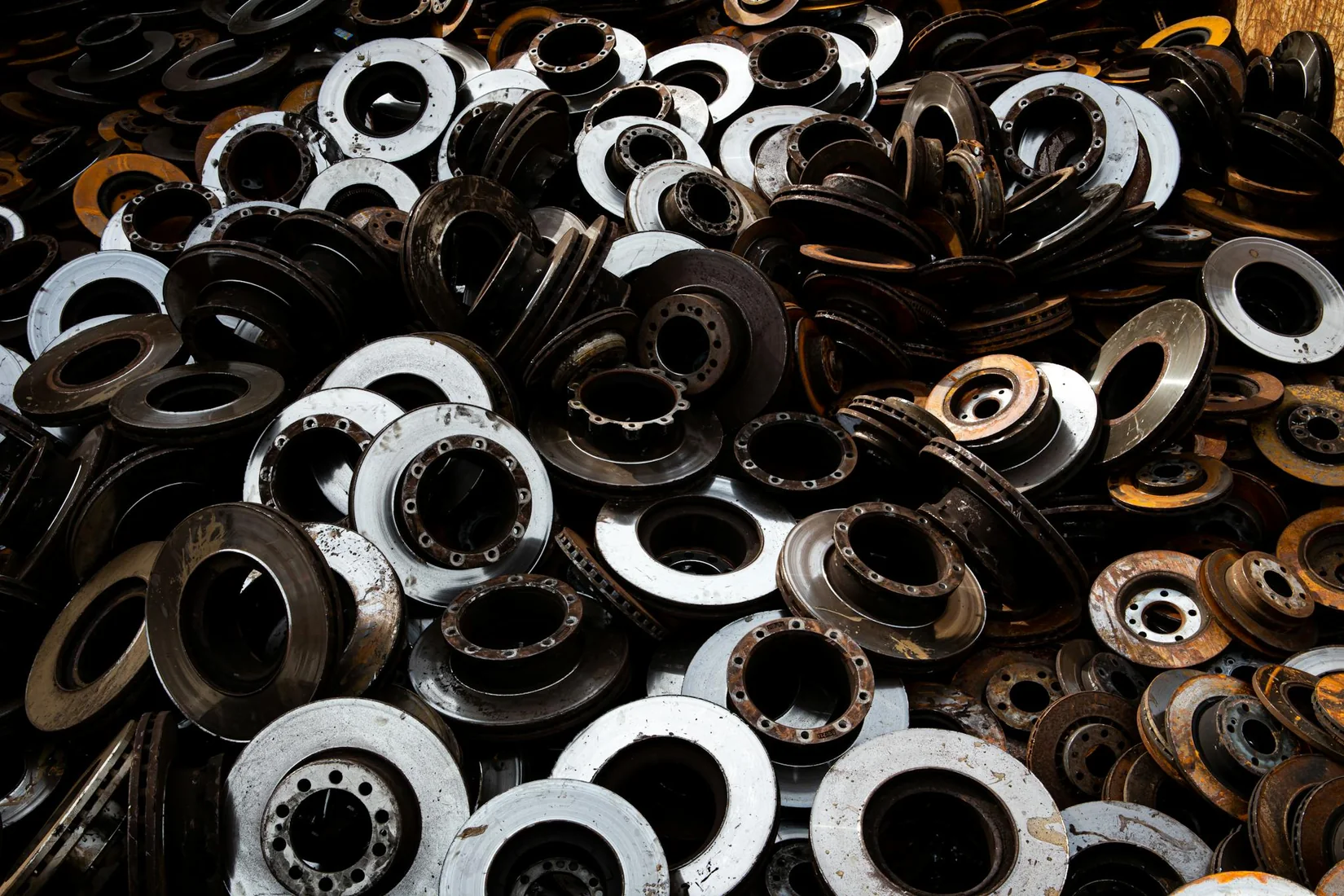 Compacted scrap metal representing circular material recovery